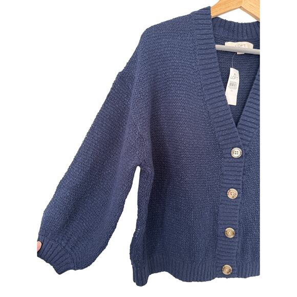 Loft Navy Blue Marled‎ Knit V-Neck Cardigan Size XL NWT - Picture 3 of 6